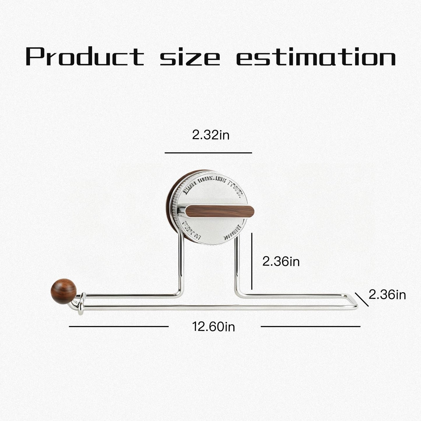 Removable Suction Cup Paper Towel Holder, Suction Towel Holder, Wooden Paper and Stainless Steel Paper Towel Holder for Under Cabinet, Bathroom (2-Pack: 1 Natural Wood Color, 1 Walnut Color)