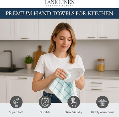 LANE LINEN Kitchen Towels & Dishcloths Set of 12-100% Cotton, Quick-Drying 18”