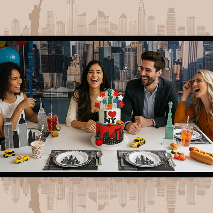 Gemscream 9 Pcs New York Cake Decorations New York Party Decorations Mini Statue of Liberty Yellow Taxi Apple Skyscraper Borders Hot Dogs for American Theme Party Birthday NYC Souvenirs Gift