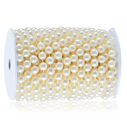 XINHUIDALSQ Craft String of Pearls 10 MM Faux Pearl Beaded, 33 Feet Ivory Garland Bead String for Christmas Tree Decorations, Wedding Party Decoration(Ivory, 10mm/10M)