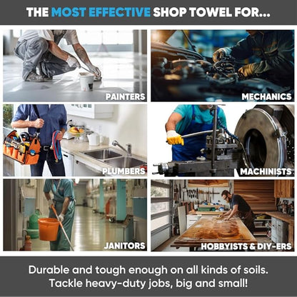 Black Microfiber Shop Towels | MWipes Reusable Shop Rags | 50 Rags in a Box |