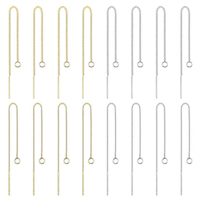 24pcs 8.5cm Ear Threads Long String Ear Threads Hypoallergenic Ears Thread Earring with Loop Drop Earrings Tassel Chain Earrings for Earring Making DIY Jewelry Craft(2 Styles,2 Colors)