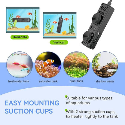 hygger Nano Submersible Aquarium Heater for 3-8 Gallon Fish Tank Betta Heater with Digital Display, Adjustable Temperature Controller 30Watt