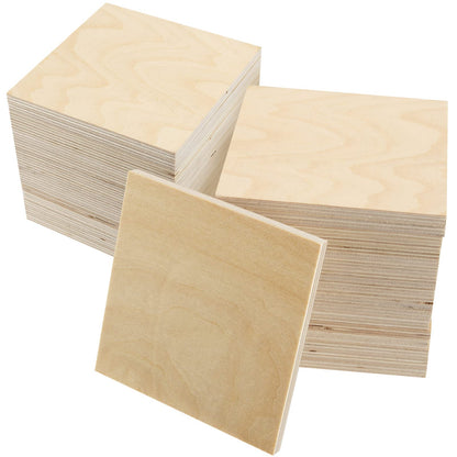 SINJEUN 30 Pack 4 Inch Unfinished Wood Square, 1/4 Inch Thick Wood Discs Blank Wooden Cutouts for Crafts, DIY Projects, Door Hangers, Signs, Christmas Decor