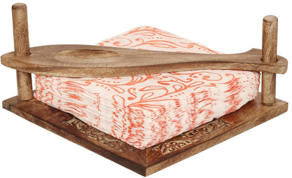eTroves Wooden Napkin Holder Flat Tray Weighted Fish Shape Bar on Top With Toothpick Holder, 8 Inch, Brown