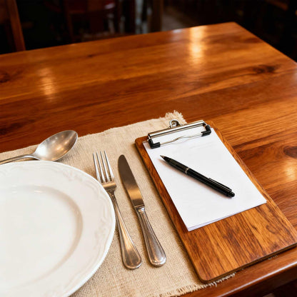 HXymxkeqi 10Pcs High - Density Wood Board Check Presenter, Mini Clipboard & Menu Holder for Restaurants, Cafe, Office, 8x4inch with Hook (10, High - Density Wood Board, 8"x4")