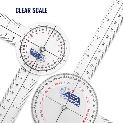 ASA TECHMED Goniometer Complete Set 6 Pieces + Body Measuring Tape - Physical Therapy, Occupational Therapy, Fitness, Medical Protractor Angle Ruler 12/8/6 Inches