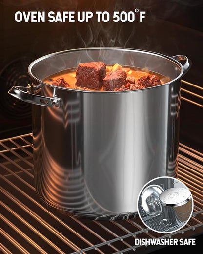 Cooks Standard Classic 16 Quart Stock Pot with Lid, Large Stainless Steel Pot