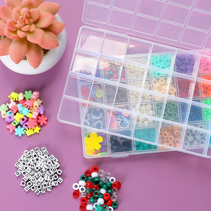 Eppingwin 32 Grids Bead Organizer, Craft Organizers and Storage, Acrylic Organizers, plastic Bead Organizer Box for Crafts Organizing Storing (4 pack)