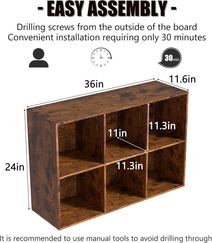 NewBeth Wooden 8 Cube Storage Organizer with Closed Back Panel,Brown Cube Shelf Cubby Storage Organizers with Compartments for Living,Bookshelf,Organizers Easy to Install (Retro Brown, 8 Cube)