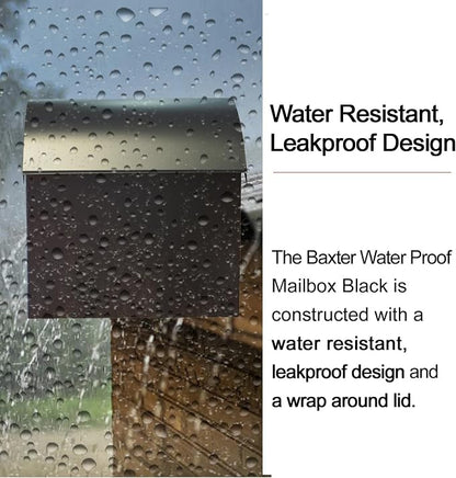 NACH Large Mailbox for House, 12.4”x7.1”x11.8 Black Mailboxes for Outside, Waterproof Mailbox - Baxter-Style Wall Mount Mailboxes for Outside