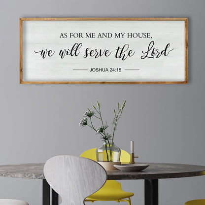 RLWangChao As for Me and My House We Will Serve the Lord Wall Decor 40"×15" Family Living Room Wood Framed Home Sign Joshua 24 15 Bible Verse Christian Plaque Hanging Wall Art (Wood)