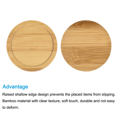 PATIKIL Plant Pot Saucer, 6 Pack 2.6 Inch OD Bamboo Round Flower Drip Tray for Indoors