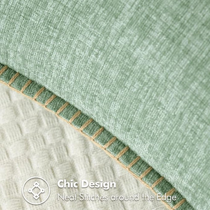 MIULEE Pack of 2 Summer Throw Pillow Covers 18x18 Inch Greyish Green Farmhouse Decorative Pillow Covers with Stitched Edge Soft Chenille Solid Dyed Pillow Covers for Couch Sofa Bed Living Room