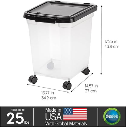 IRIS USA Airtight Dog Food Storage Container, WeatherPro, Removable Wheels