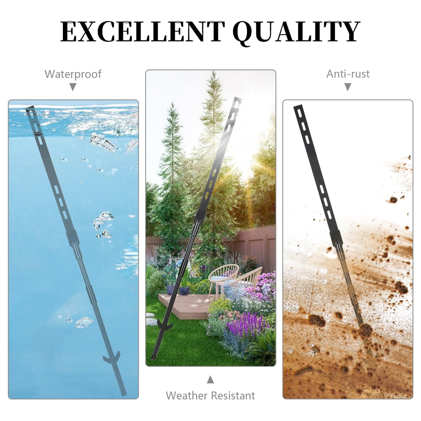 2 Pack Yard Sign Stake, 4' Aluminum Posts, Holder with Baked Enamel Coating, Lightweight & Abjustable Garden Pole with Holes for Different Size Signs, Easy Installation,Sturdy (Black)