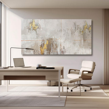 VAYIMDH White Abstract Artwork Home Decor Textured Wall Art for Office Master Bedroom Wall Decor Gold Painting for Walls 24x48 Inch Living Room Picture