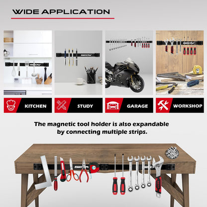 SEDY Magnetic Tool Holder Storage Organizer: 7-Piece Garage Wall Mount Rack Organization Strip Power Magnet Organizers Mounted Workbench Board Slatwall Van Hanger