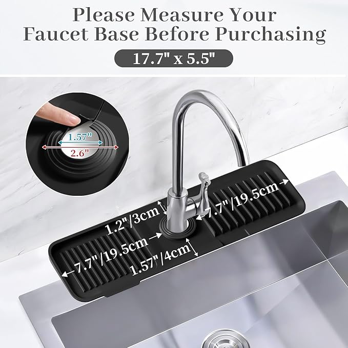 PoYang 17.7 Inch Faucet Mat for Kitchen Sink Splash Guard Behind Faucet