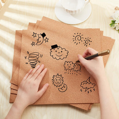 BENECREAT 6 Pack 12x12 Back-Adhesive Cork Sheets 3mm Thick Rectangle Insulation Cork Backing Sheets for Coaster, Wall Decoration, Wedding Party, Festival DIY Crafts Supplies