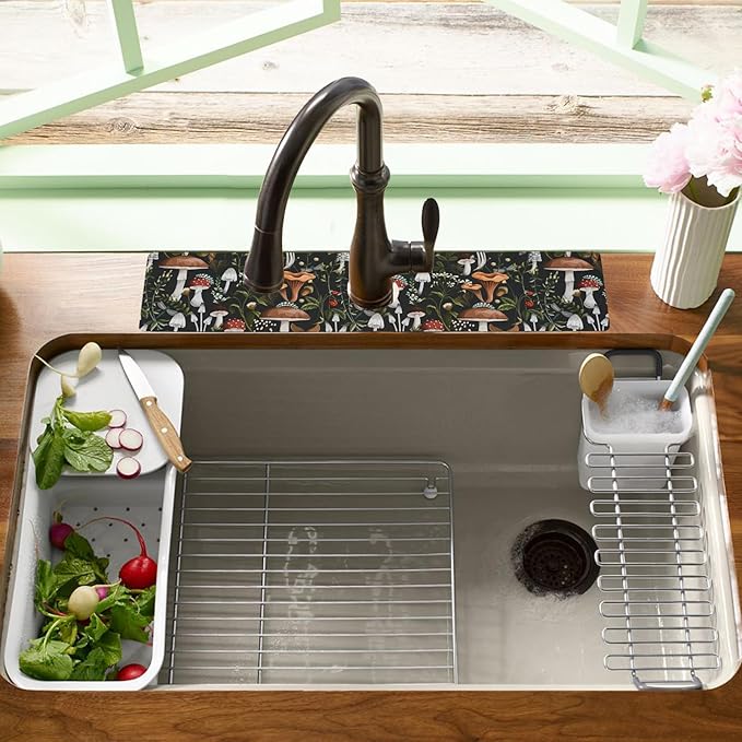 19.5" x 12" Dish Drying Mat & 24" x 5.5" Sink Splash Guard, Super Absorbent