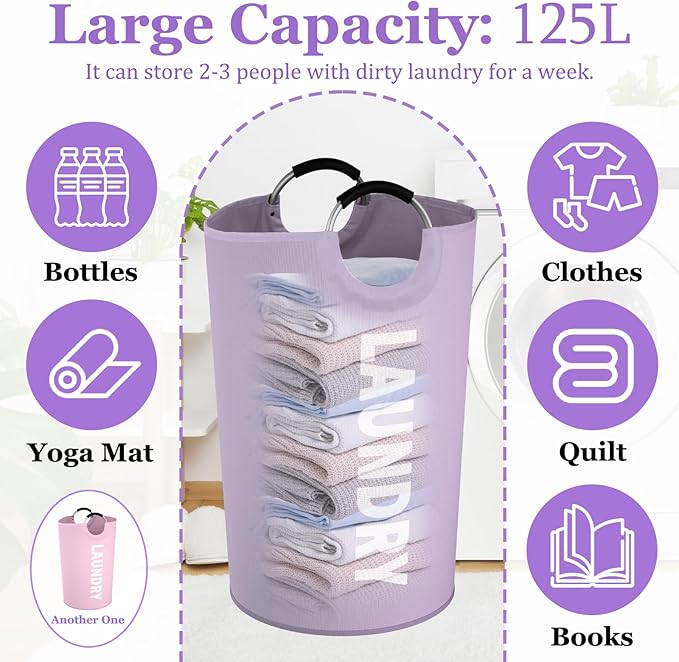 2Pack 125L Extra Large Laundry Baskets, Collapsible Laundry Hamper