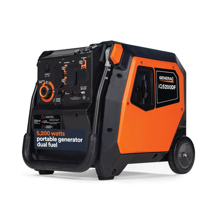 Generac 5,200-Watt Dual-Fuel Portable Inverter Generator - Gas and Propane Compatible - Quiet Operation - Produces Clean, Stable Power - Great for Home Backup, Camping, and RV Use