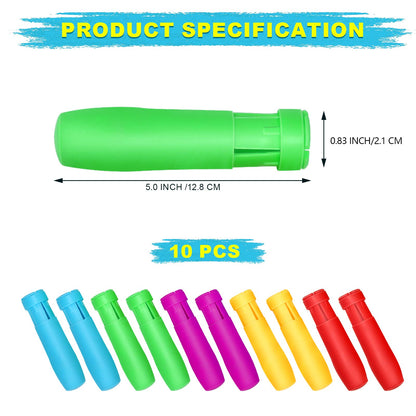 Windspeed Sidewalk Chalk Holder - 10 Pcs Railroad and Jumbo 1 Inch Plastic Holders for Kids, Teachers, Students, School, Office and Artists