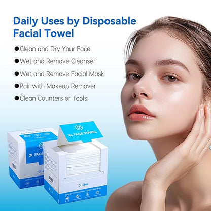 Single Use Face Towels, Ultra Soft and Thick, Disposable Makeup Remover Facial