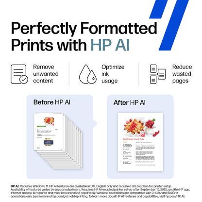 HP Smart Tank 7602 Wireless All-in-One Ink Tank Printer, Scanner, Copier with 2 Years of Ink Included, Best-for-Home Office, Cartridge-Free Refillable, AI-Enabled (28B98A)