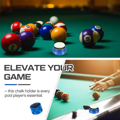 JolliLudo 1 Pcs Round Pool Chalk Holder Blue Magnetic Chalk Pool Billiards Accessories Portable Cue Head Tool Box Cubes Cases Container for Billiard Cue Tip Tool Table Snooker Practical Accessories