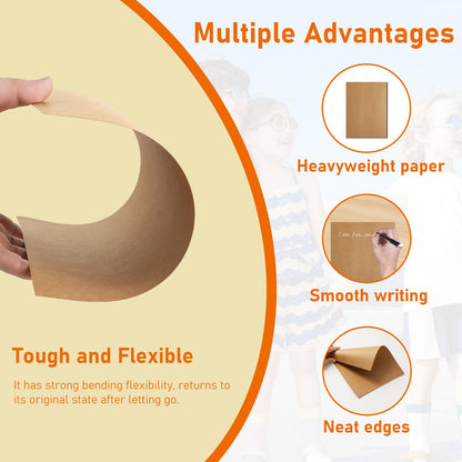 Guakicae 150 Sheets Brown Cardstock 5 x 7 Kraft Paper, 300gsm/110lb Heavyweight Flat Card Stock Recipe Paper for Cards Making, Wedding Invitations, Greeting Cards, Birthday, Mailing