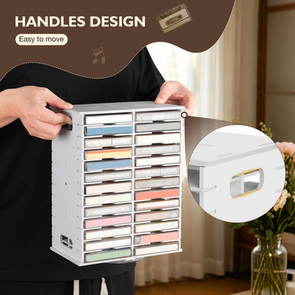 Arkiya Rotating Cassette Tape Storage Holder, 52 Slot Cassettes Organizer Rack, Audio Cassette Tape Display Shelf, Ideal Gift for Cassettes Collectors