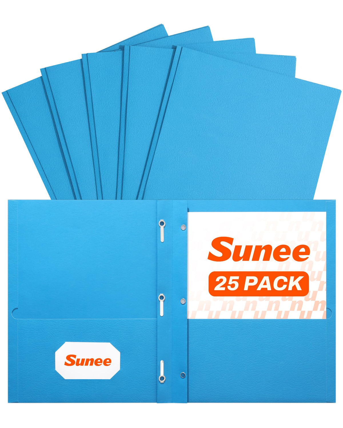 SUNEE 2 Pocket Folders with Prongs (25 Pack, Blue), Paper Folders with 2 Pockets and 3 Prongs Fit Letter Size Paper, Folders with Prongs for School Office Home Business