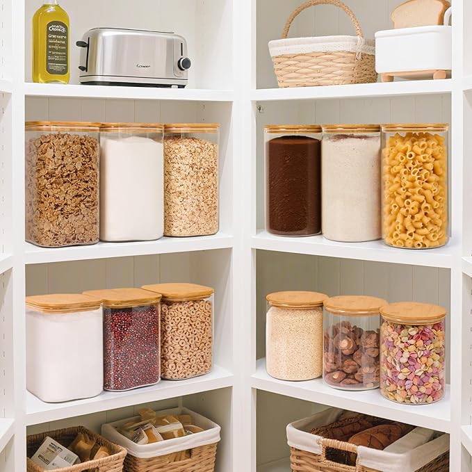 ComSaf 2Pcs Large Glass Storage Containers