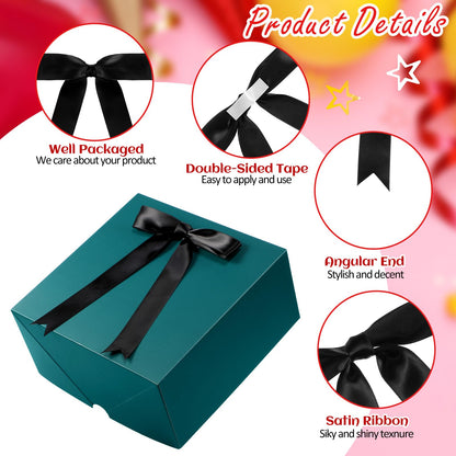 Riceshoot 24 Pcs Satin Ribbon Bows 5x7'' Self Adhesive Stick on Premade Satin Bows with Double Sided Tape for Gift Wrapping DIY Crafts Decor Wedding Bridal Birthday Balloons(Black)