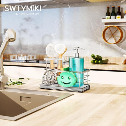 SWTYMIKI Kitchen Sink Caddy Organizer, Smiley Face Sponge Holder