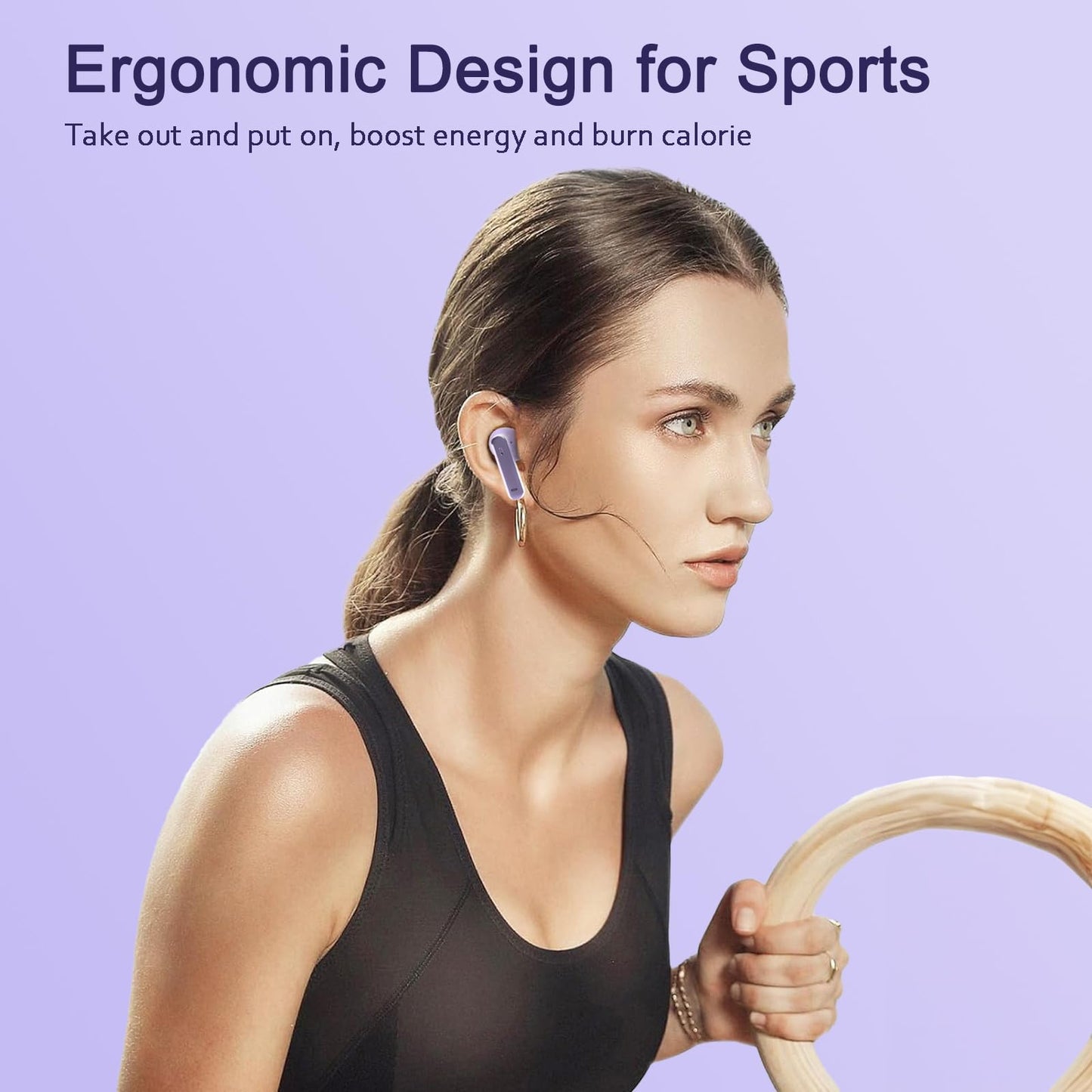 TOKANI Wireless Earbuds, True Wireless Bluetooth Earbuds with Charging Case, Stereo Bluetooth Headphones with Microphone for iPhone Android Phones and Other Smart Cellphones (Purple)