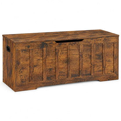 Simple Deluxe 47.2" Storage Chest for Bedroom, Extra Large Wooden Storage Trunk with 2 Safety Hinges, Entryway Storage Bench, Blanket Chest and Storage Benches for Living Room, Hallway, Brown