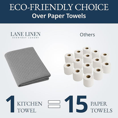 LANE LINEN Cotton Kitchen Towels and Dish Cloths Set, Quick-Drying Dish Towel