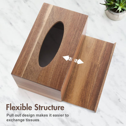 Reviaras Wooden Tissue Box Cover, Tissue Box Holder with Slide-Out Bottom, (Acacia) (Acacia-Rectangle)