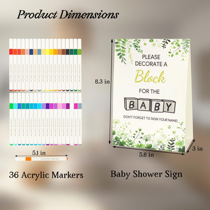 98 Pcs Baby Shower Games Sign Kit, Wooden Blocks to Decorate