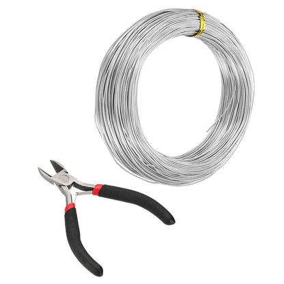 MECCANIXITY 360 Feet Aluminum Craft Wire, 20 Gauge (0.8mm) Sculpting Metal Armature Craft Wire for DIY Jewelry Making Beading Floral with Cutter Silver, 2 Pcs