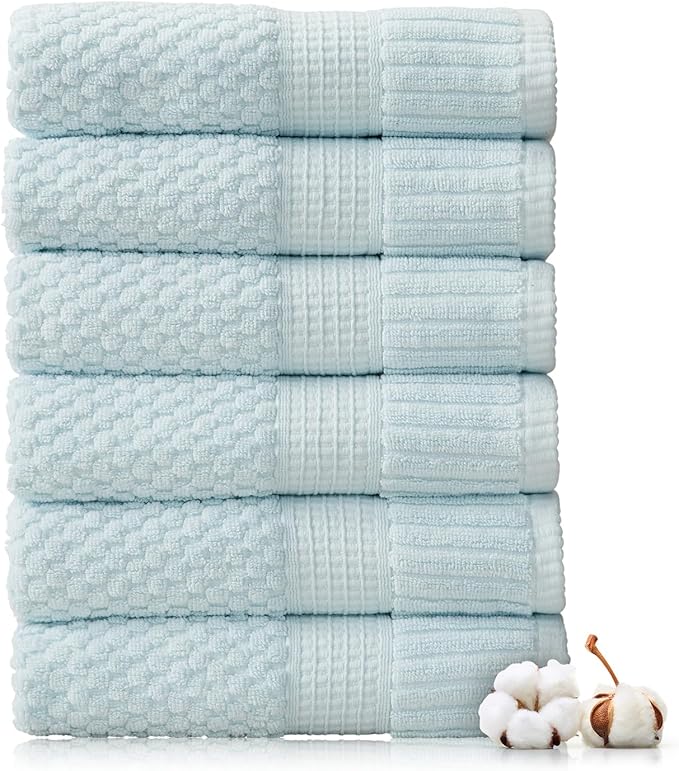 NY Loft 100% Cotton Hand Towel 6 Pack Hand Towel Set | Super Soft & Absorbent