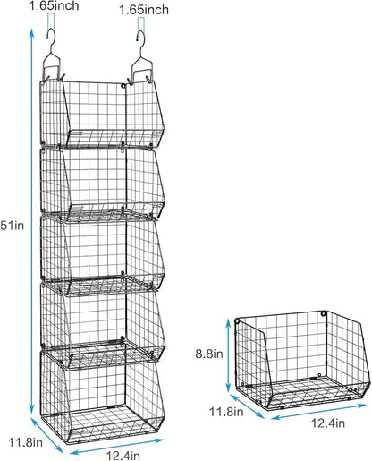 5 Tier Closet Hanging Organizer, Clothes Hanging Shelves