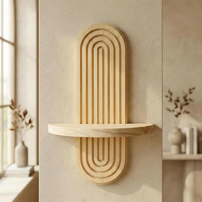 2 Pack Boho Wall Decor Shelf, Solid Wood Arched Wall Shelves, 11.8" X 7.8" Rustic Wall Mounted Shelves for Indoor, Wall Plant Holder for Succulents & Mini Plant Pots (Natural, 11.8" X 7.8")