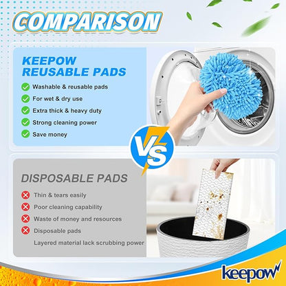 KEEPOW Reusable Microfiber Mop Pads Compatible