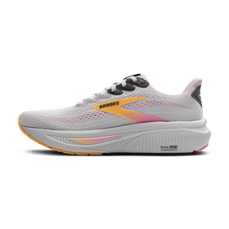 Brooks Women’s Ghost 17 Neutral Running Shoe - Oyster/Apricot/Pink - 9 Medium
