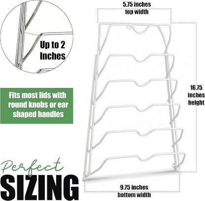 Evelots 6 Pot Lid Organizer for Cabinet or Pantry Wall - Cupboard Door Pots and Pans Organizer - Glass or Metal Pan Covers Cabinet Organizer - Rack Hanger Dividers - Set of 2