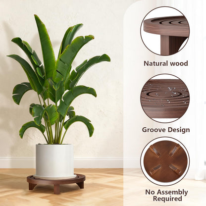 JAZUIHA 3-Pack Plant Stand Indoor, Wood Round Pedestal Riser 6.69/8.66/10.23" Solid Wooden Plant Stool & Pot Holder, Decorative Display for Living Room, Bathroom, Kitchen & Home Decor (Dark Brown)